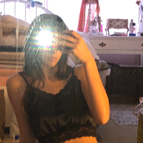 Black Satin Cami Tank Top - Picture 2 of 4